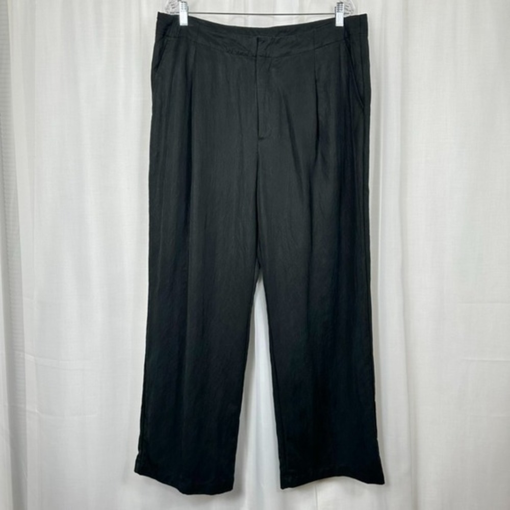 Gap‎ SoftSuit High Rise Wide Leg Trousers 18 Black Tencel Lyocell Pleated Dressy
